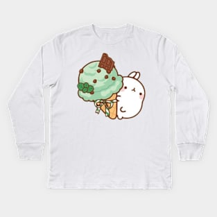 Mint Chocolate Molang Kids Long Sleeve T-Shirt